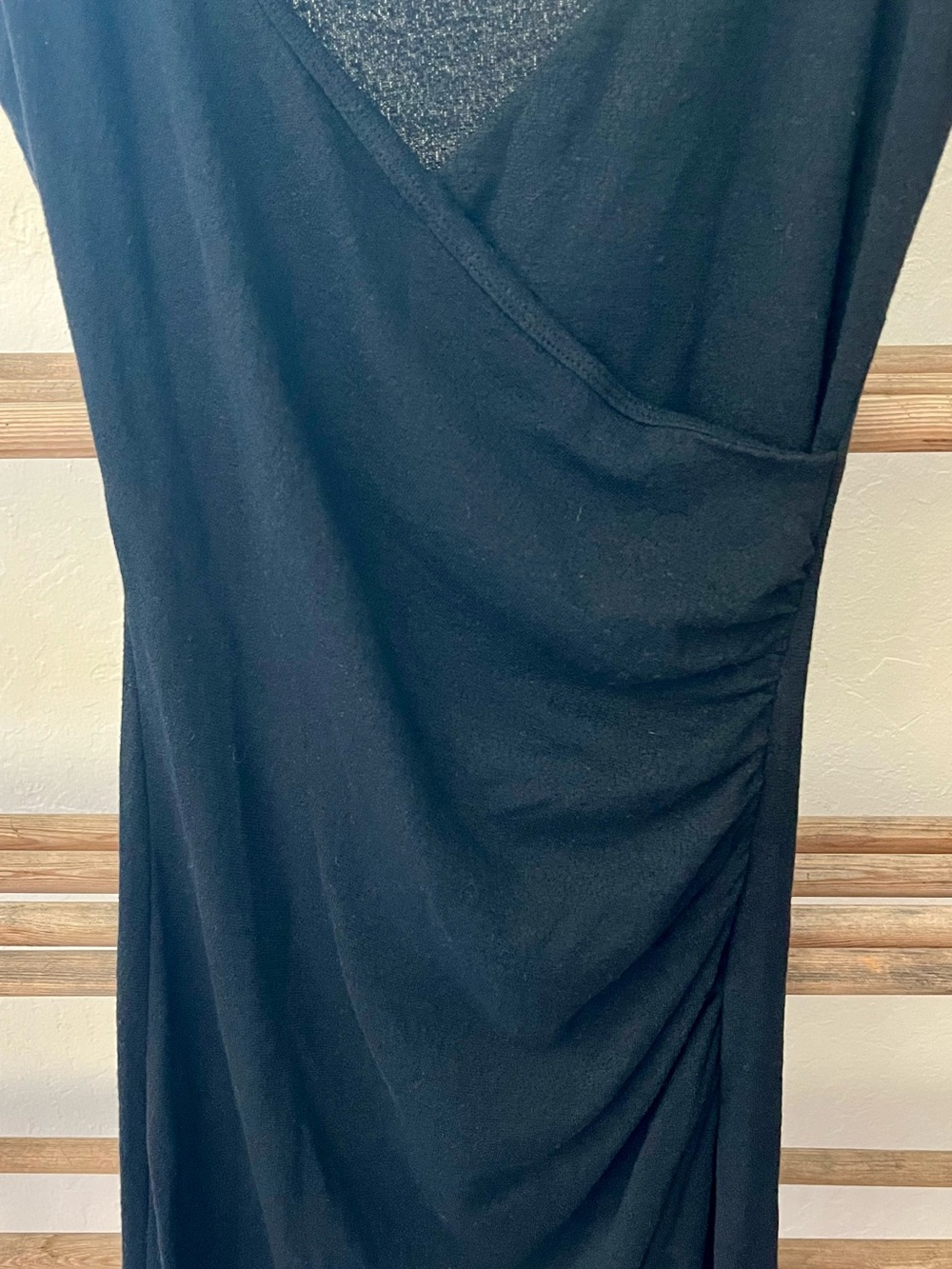 Vintage Michael Stars Black Sleeveless Wrap-Front Midi Dress - Picture 4 of 6